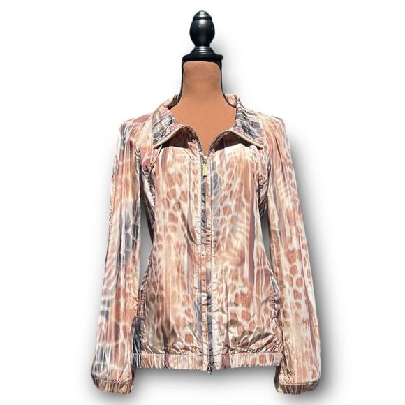 St. John Animal Printed Taffeta Windbreaker Jacket Praline Multi Women’s P - Picture 5 of 16